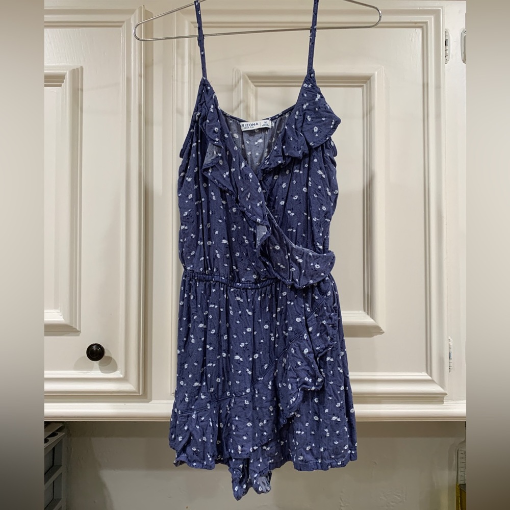 Blue and White Romper with Ruffles
